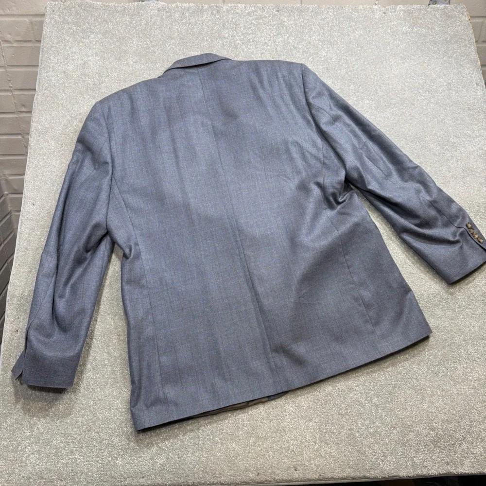 Oscar de la Renta Blue Silk Wool Windowpane Blazer 48L Linea 1 Sport Coat Preppy